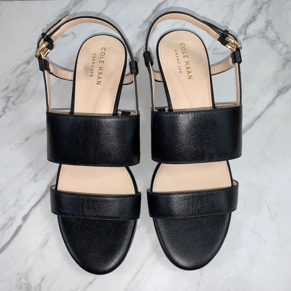 NWOT COLE HAAN  Grand 360 Black Leather Wedges - Picture 2 of 6